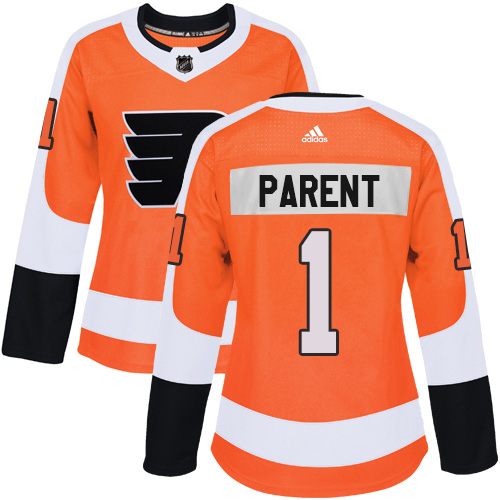Adidas Flyers #1 Bernie Parent Orange Home Authentic Women's Stitched NHL Jersey